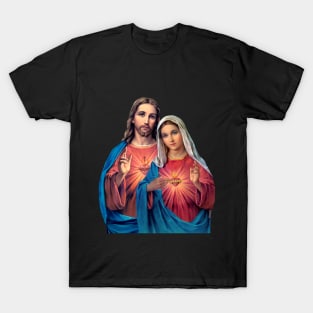 Twin Hearts very close together  (Jesus and Mary) transparent background T-Shirt